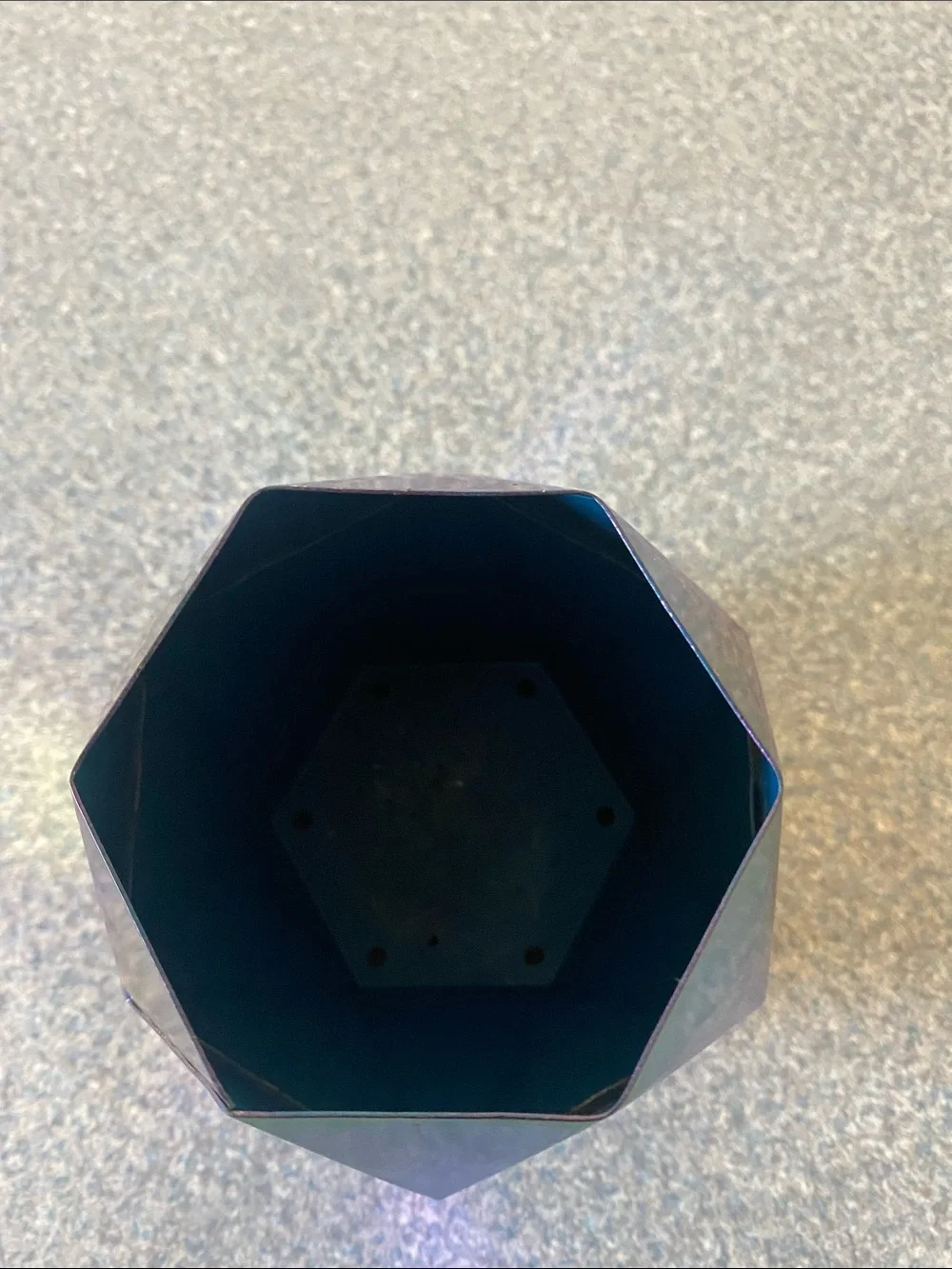Iridescent Geometric Metal Pencil Holder - Green Blue Purple